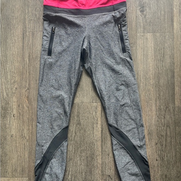 Lululemon Athletica Gray and Pink Leggings with Stretchy Fit - Picture 2 of 5
